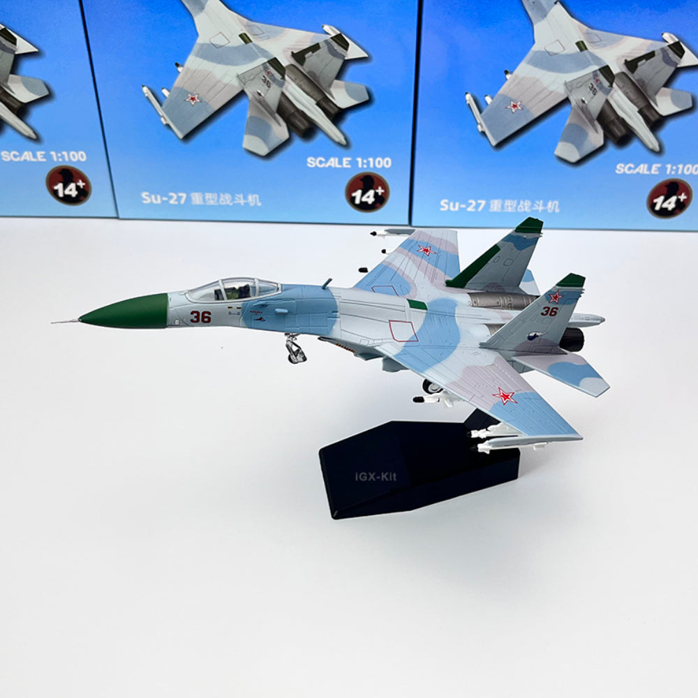 1/100 Scale Sukhoi Su-27 Flanker Soviet Fighter Aircraft Diecast Model