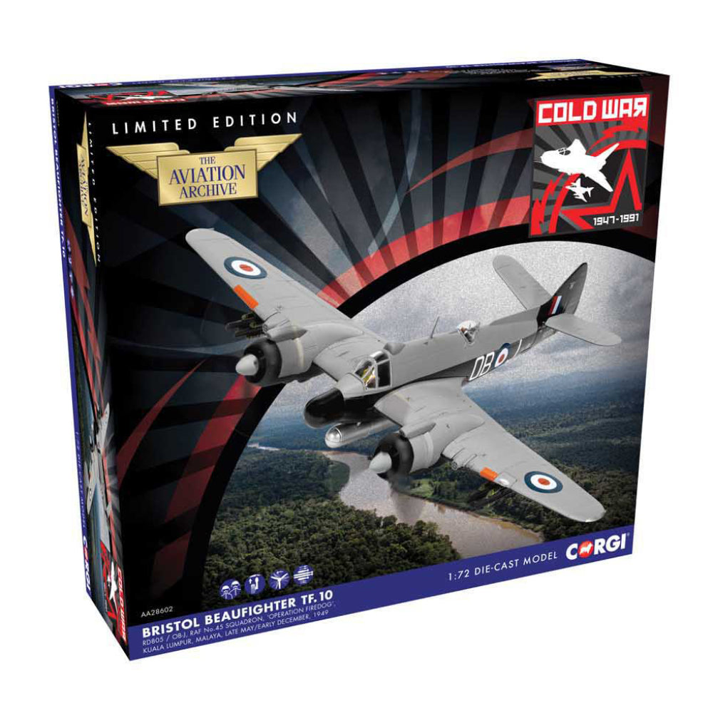 1/72 Scale Bristol Type 156 Beaufighter British Multi-Role Aircraft RAF Operation Firedog Diecast Model
