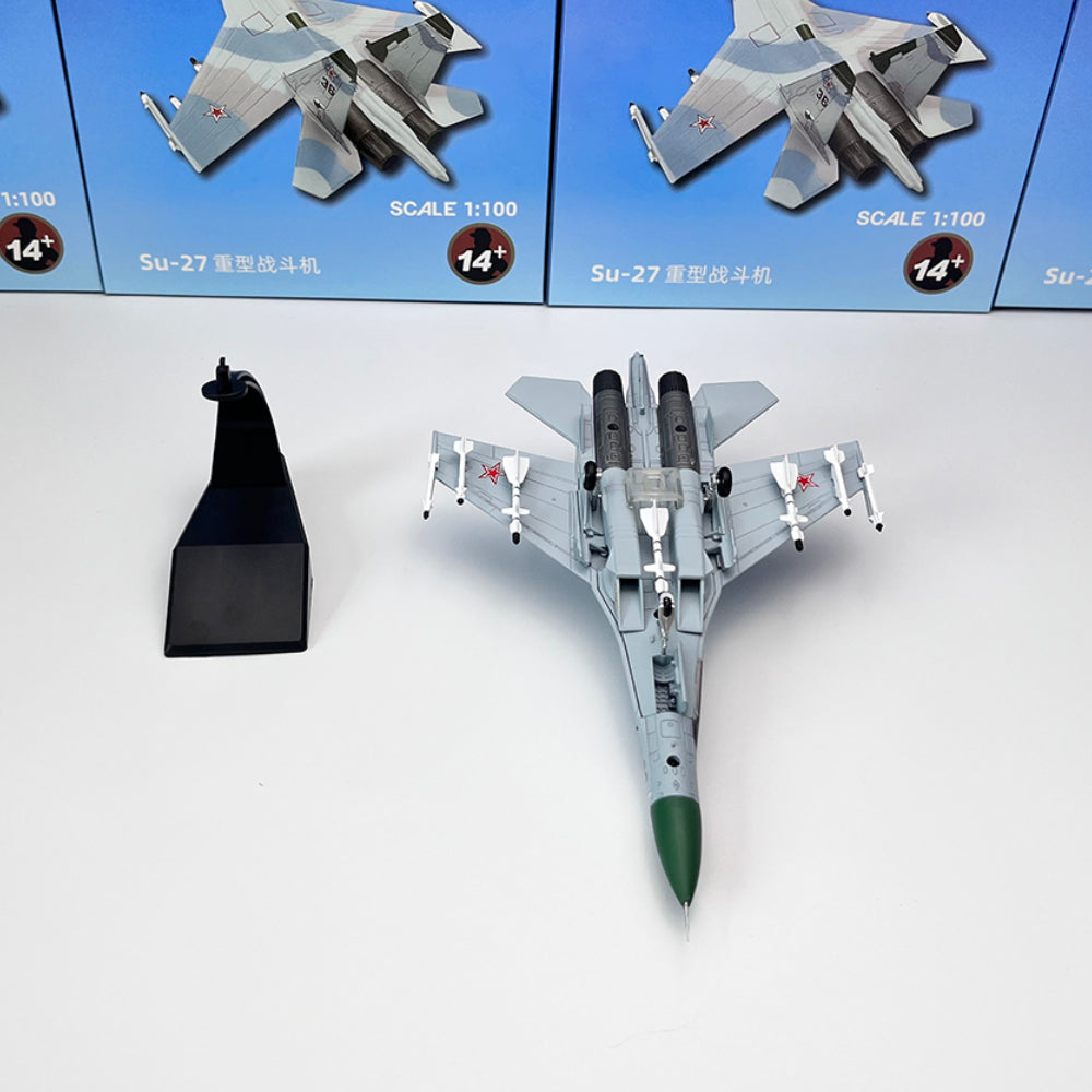1/100 Scale Sukhoi Su-27 Flanker Soviet Fighter Aircraft Diecast Model