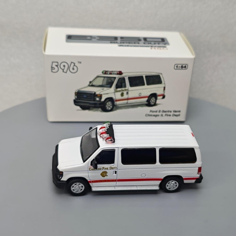 1/64 Scale Ford E-Series Chicago Fire Department Van Diecast Model Car