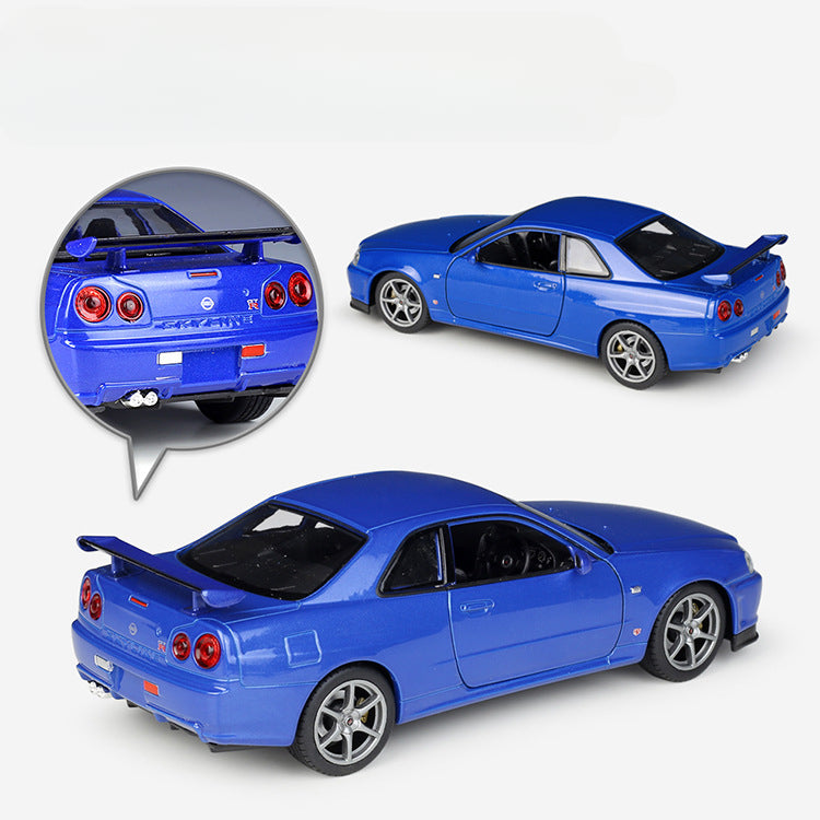 1/24 Scale Nissan Skyline GT-R R34 Sports Car Diecast Model