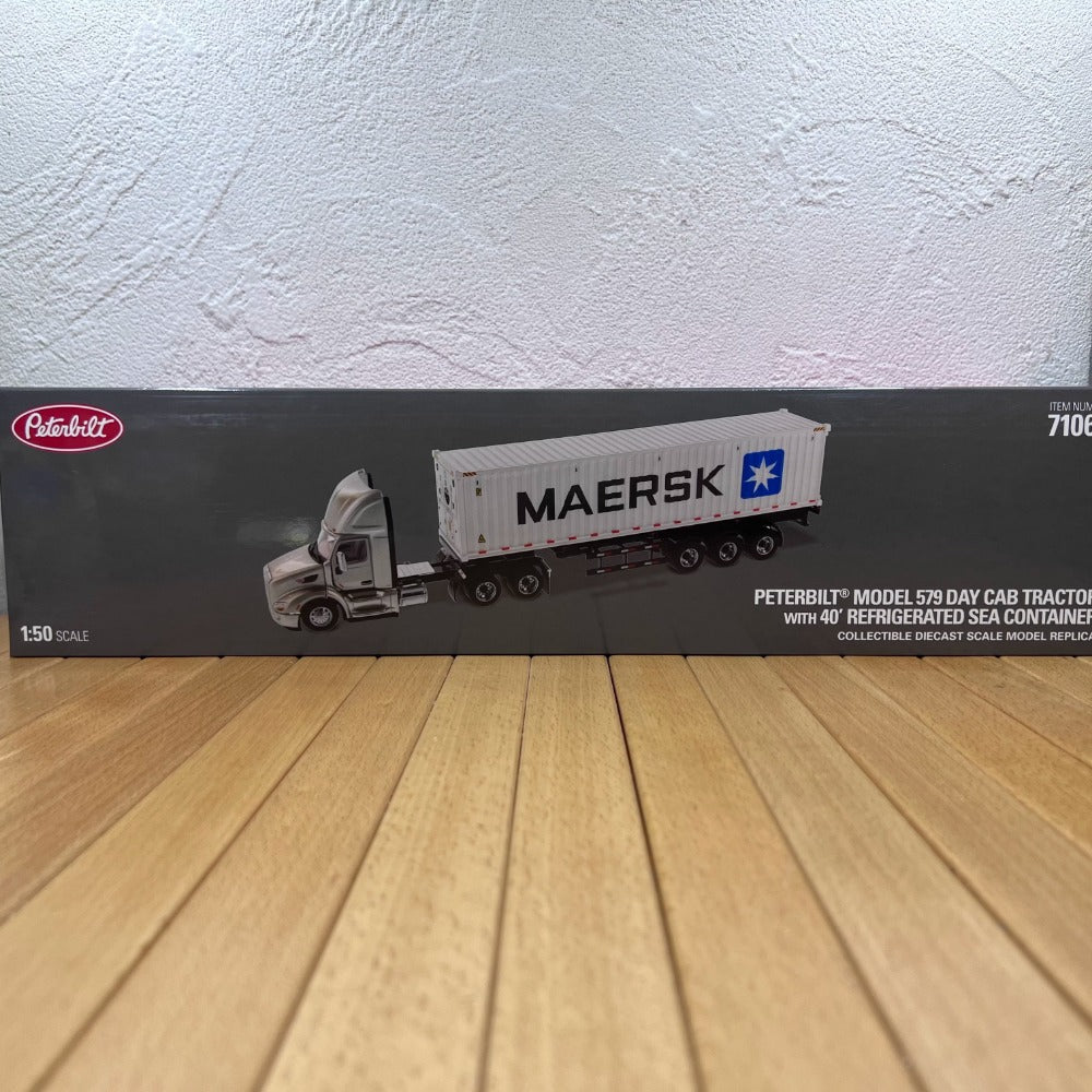 1/50 Scale Peterbilt 579 Day Cab Tractor with Sea Container Truck Diecast Model
