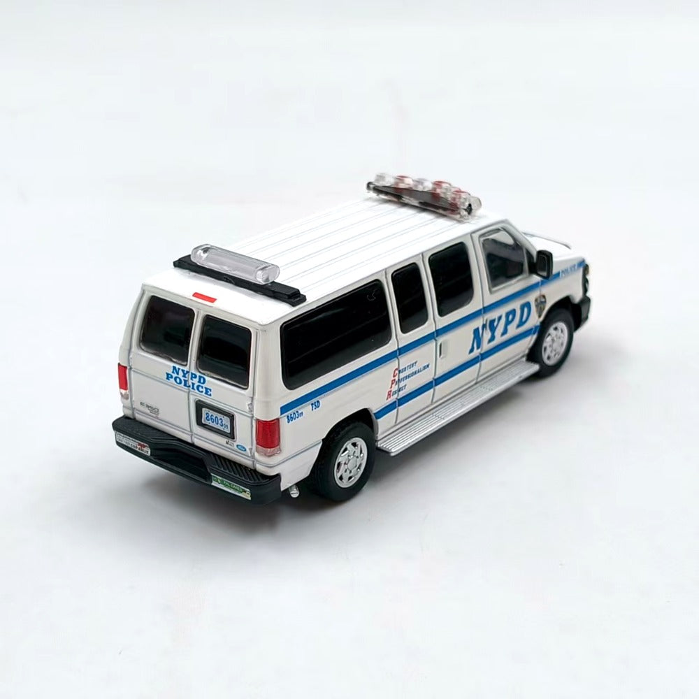 1/64 Scale Ford E-Series Econoline E-350 Van NYPD Diecast Model Car