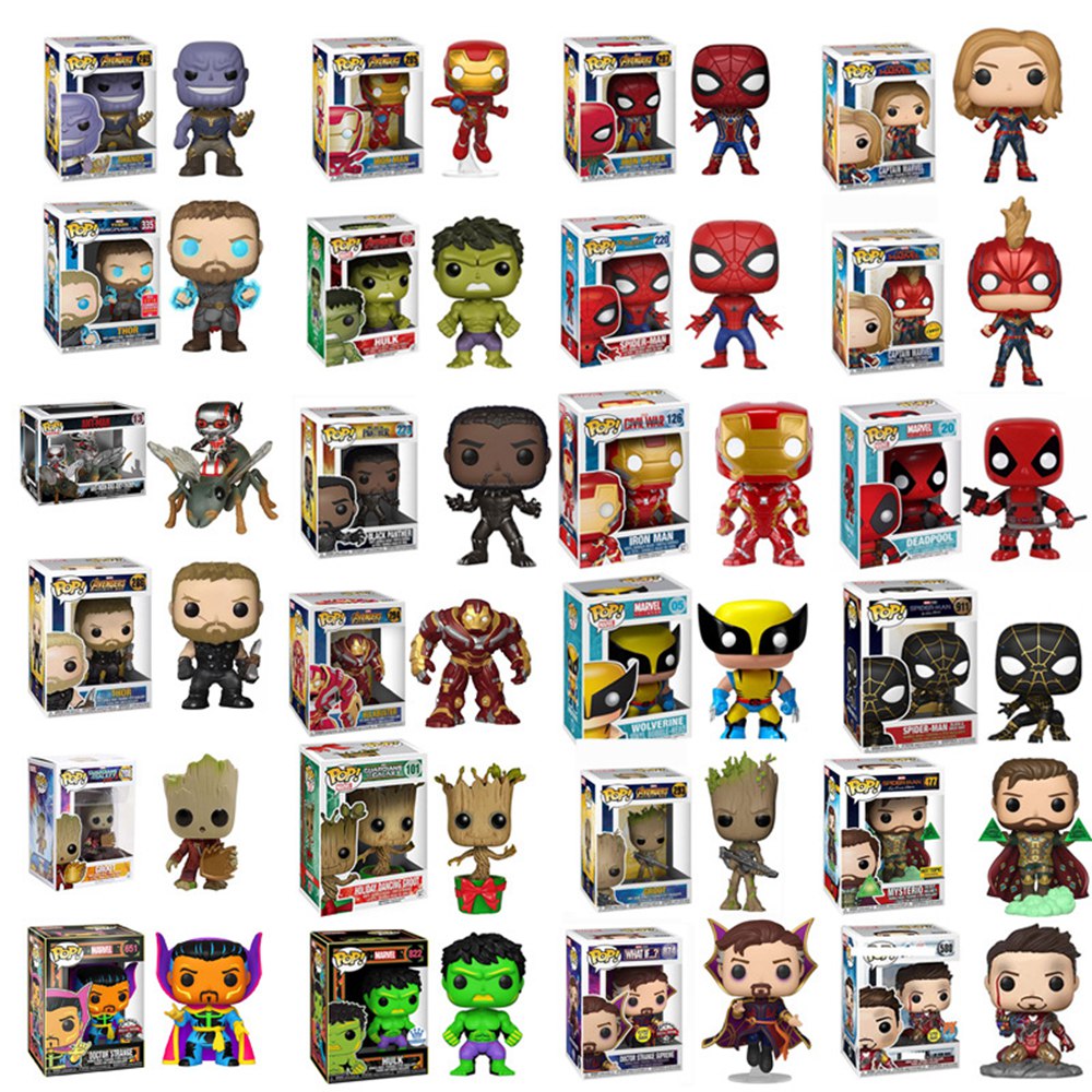 Collectible Funko POP Marvel Series Avengers Spider-Man Captain America Hulk Thor Deadpool Loki Venom Guardians of the Galaxy Vinyl Action Figures