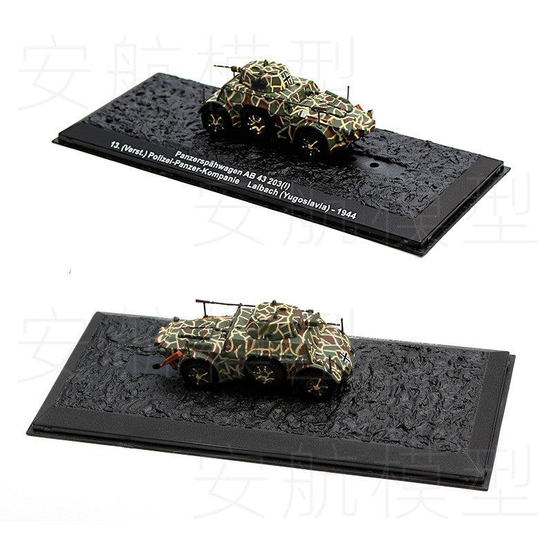 1/72 Scale 1944 WWII Panzerspähwagen Autoblindo AB 43 Armored Car Diecast Model