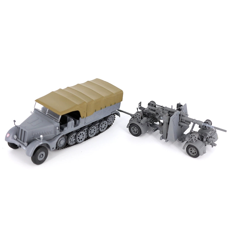 1/72 Scale WWII German Schwerer Zugkraftwagen 18 t Sd.Kfz. 9 Half-Track with 8.8 cm Flak 37 Anti-Aircraft Gun Diecast Model