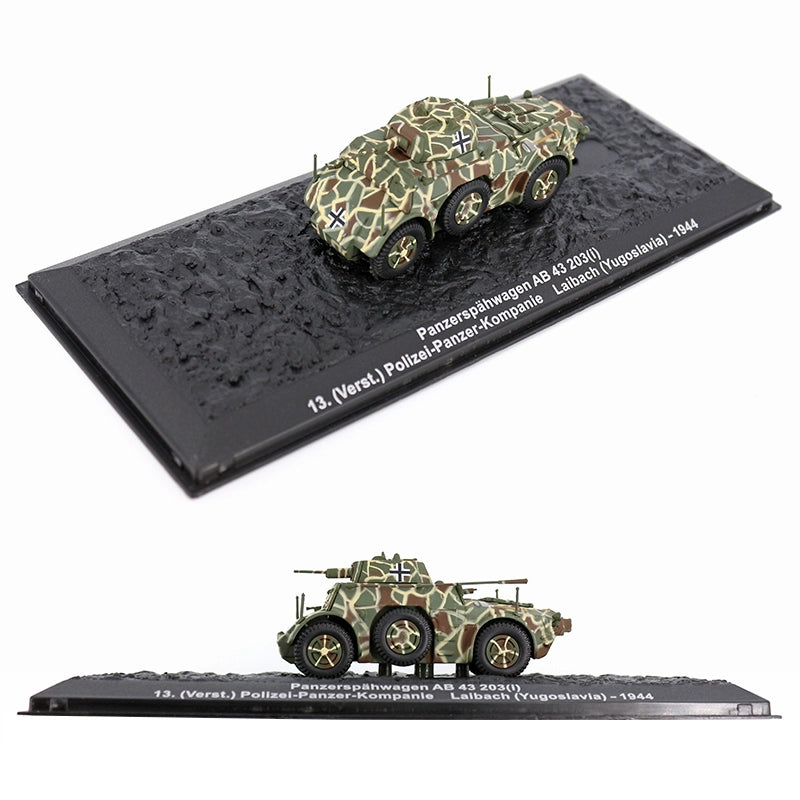 1/72 Scale 1944 WWII Panzerspähwagen Autoblindo AB 43 Armored Car Diecast Model