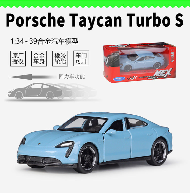 1/36 Scale Porsche Taycan Turbo S Diecast Model Car Pull Back Toy