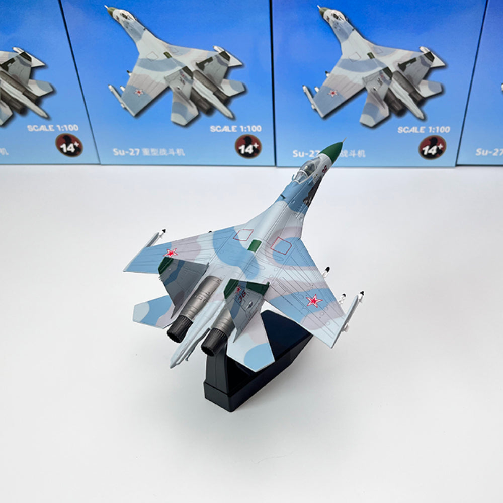 1/100 Scale Sukhoi Su-27 Flanker Soviet Fighter Aircraft Diecast Model