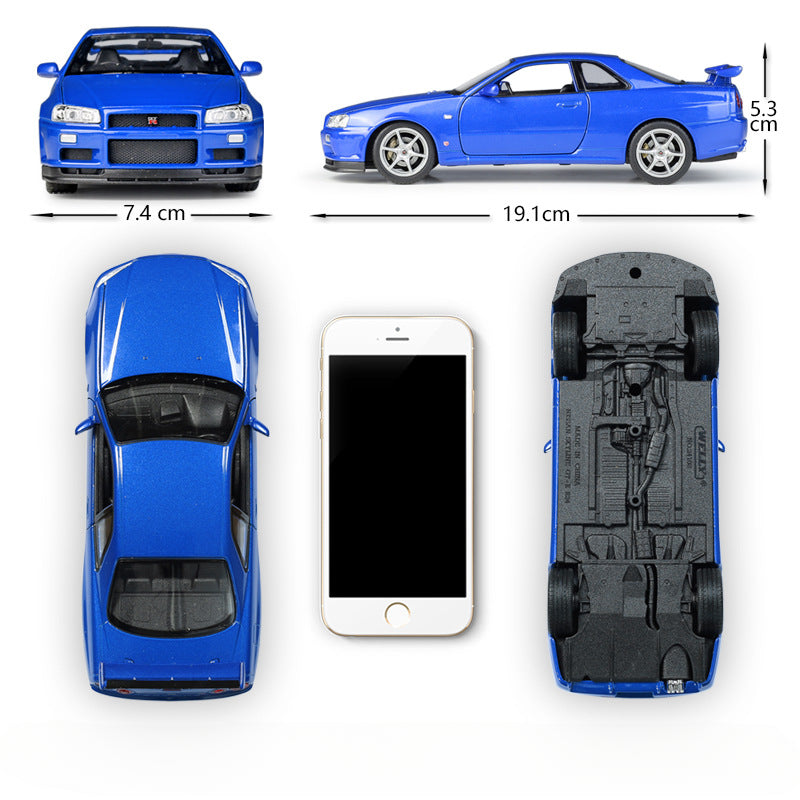 1/24 Scale Nissan Skyline GT-R R34 Sports Car Diecast Model