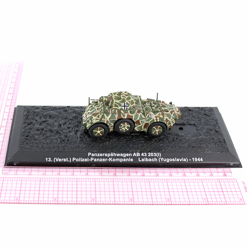 1/72 Scale 1944 WWII Panzerspähwagen Autoblindo AB 43 Armored Car Diecast Model