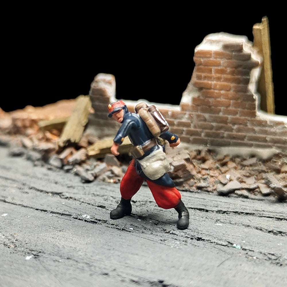 1/72 Scale 1914 WWI French Soldiers Painted Figures for Model Dioramas