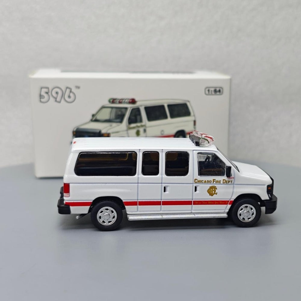 1/64 Scale Ford E-Series Chicago Fire Department Van Diecast Model Car