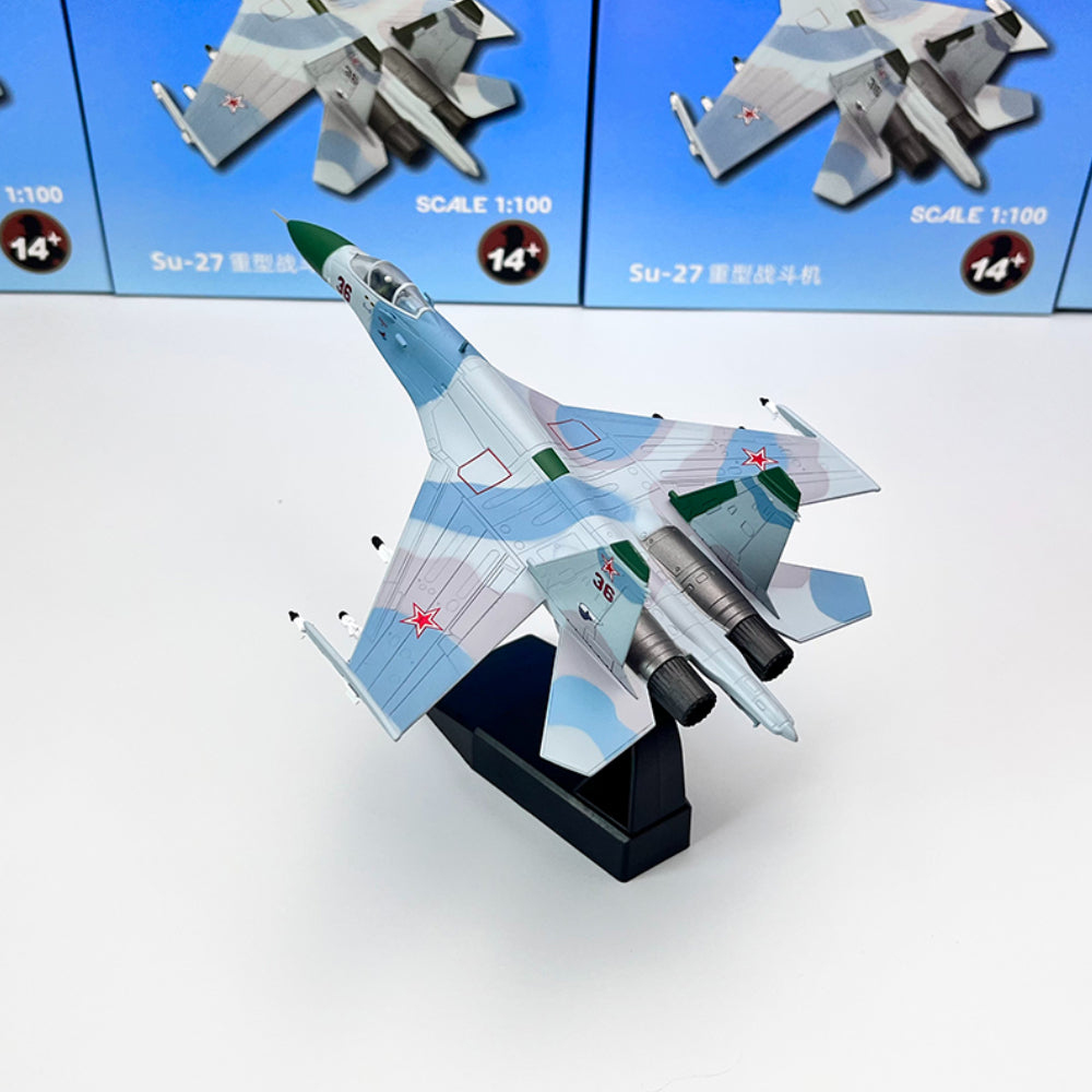 1/100 Scale Sukhoi Su-27 Flanker Soviet Fighter Aircraft Diecast Model