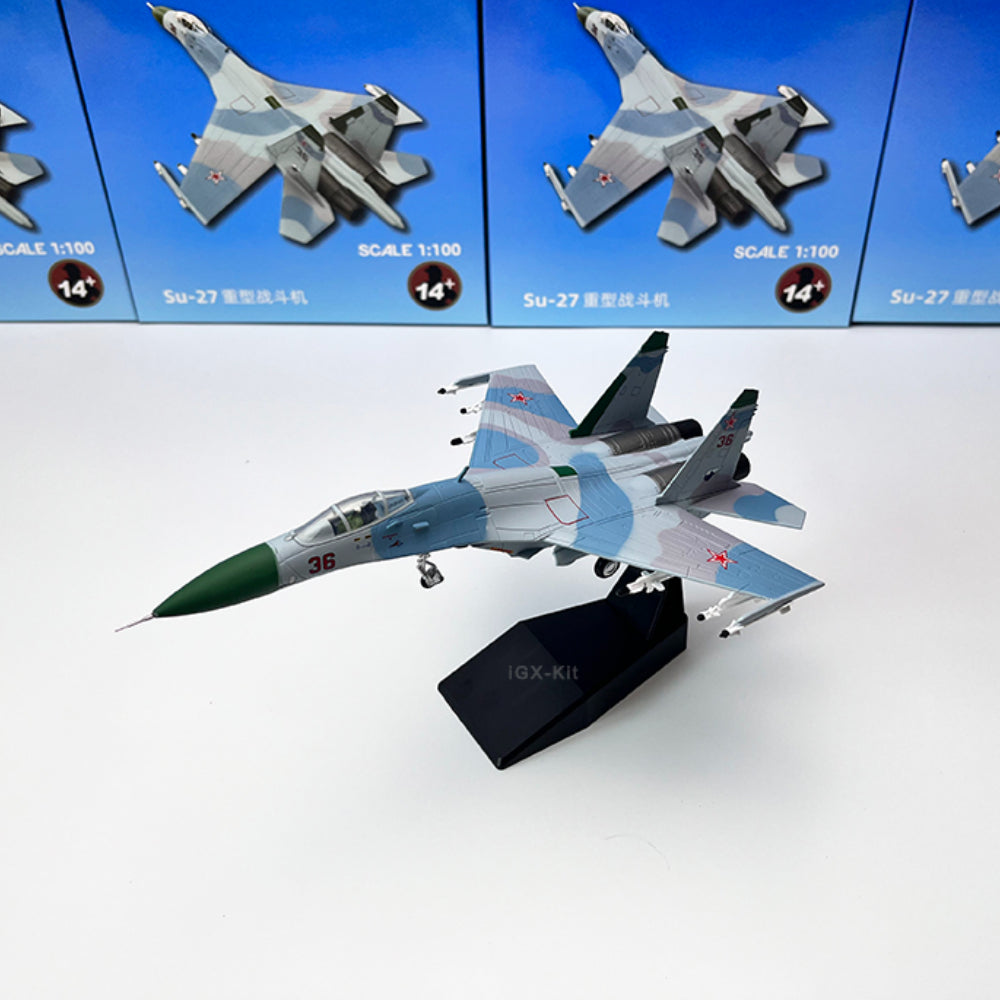 1/100 Scale Sukhoi Su-27 Flanker Soviet Fighter Aircraft Diecast Model