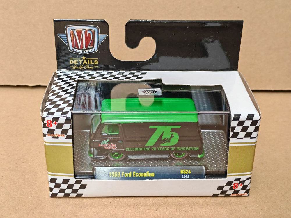 1/64 Scale 1963 Ford Econoline Van Turtle Wax Celebrating 75 Years of Innovation Diecast Model