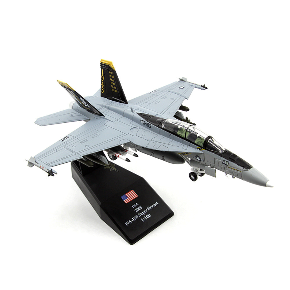 1/100 scale diecast F/A-18F Super Hornet fighter aircraft model