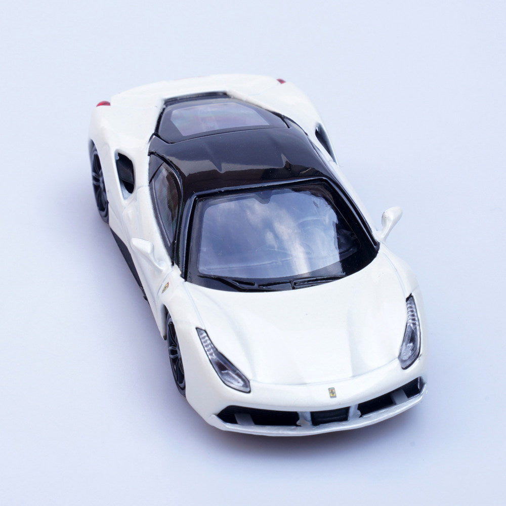 Ferrari 488 GTB (White) 1/64 Scale Diecast Metal Sports Car Collectible Model