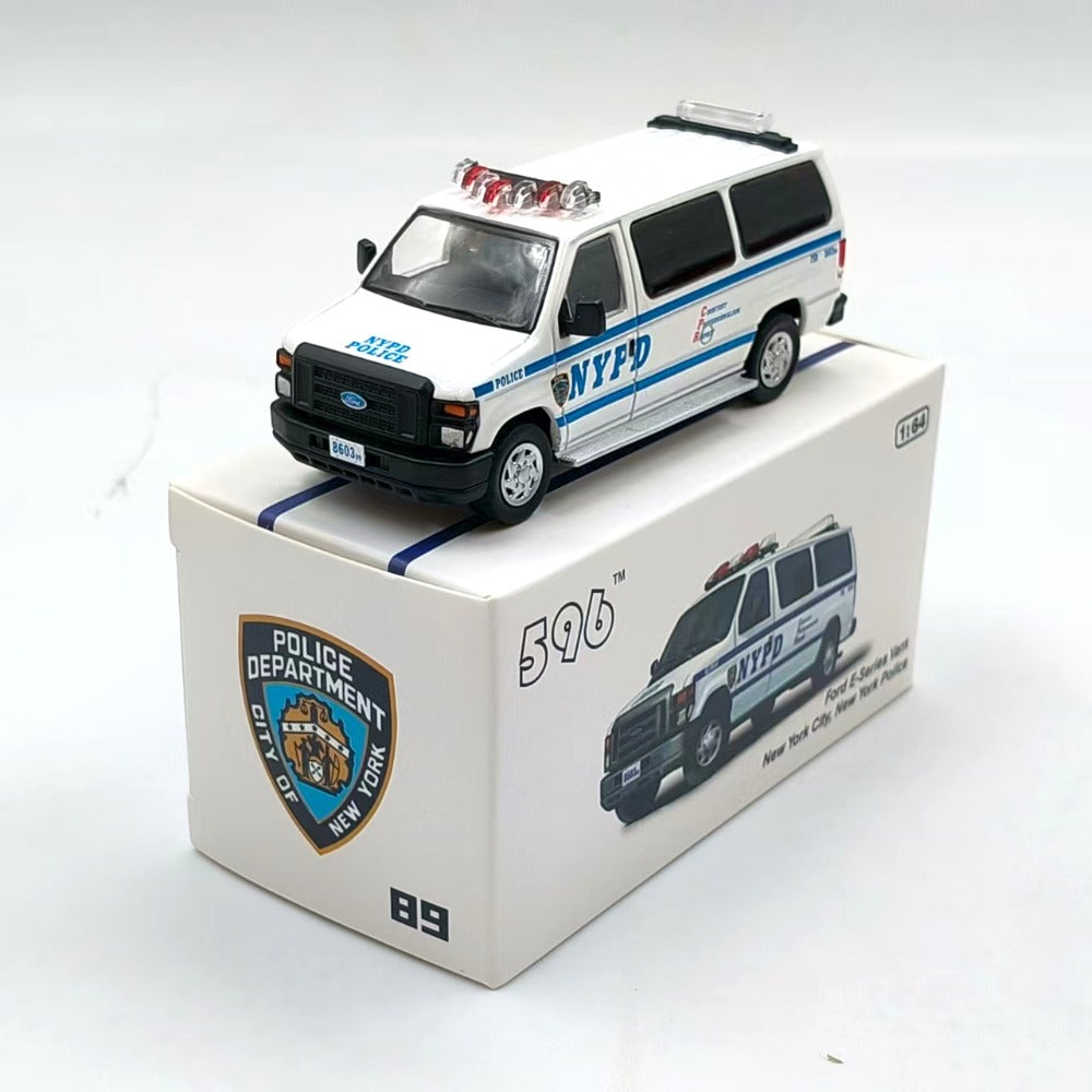 1/64 Scale Ford E-Series Econoline E-350 Van NYPD Diecast Model Car