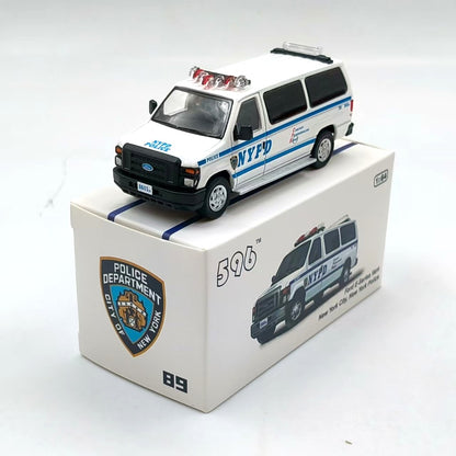 1/64 Scale Ford E-Series Econoline E-350 Van NYPD Diecast Model Car