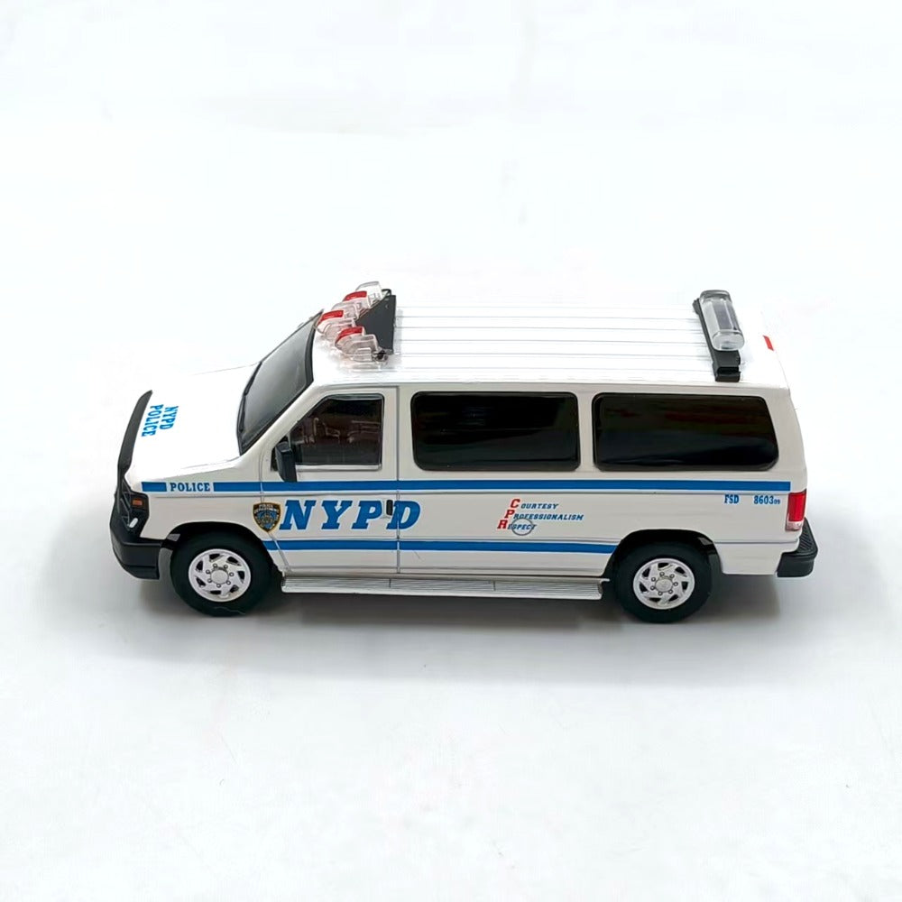 1/64 Scale Ford E-Series Econoline E-350 Van NYPD Diecast Model Car