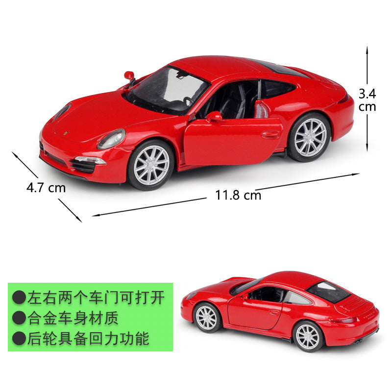 1/36 Scale Porsche 911 Carrera RS Sports Car Diecast Model Pull Back Toy