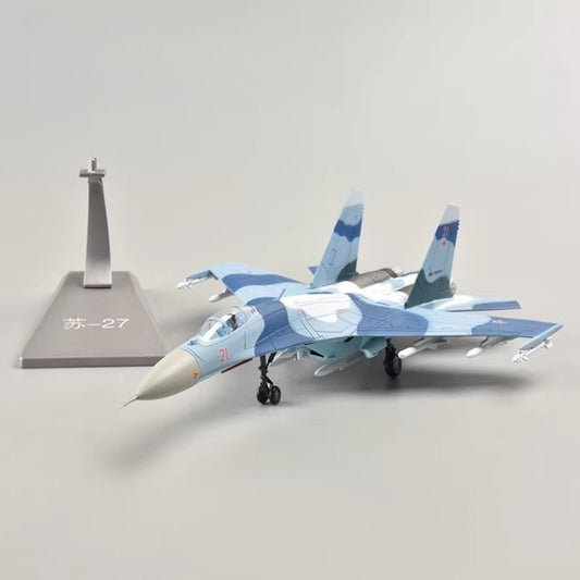 1/100 Scale Sukhoi Su-27 Flanker Soviet Fighter Aircraft Diecast Model