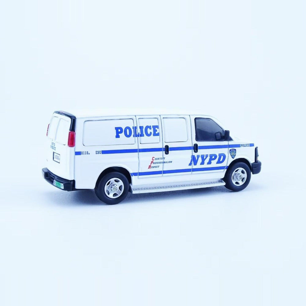 1/64 Scale Chevrolet Express NYPD Police Van Diecast Model Car