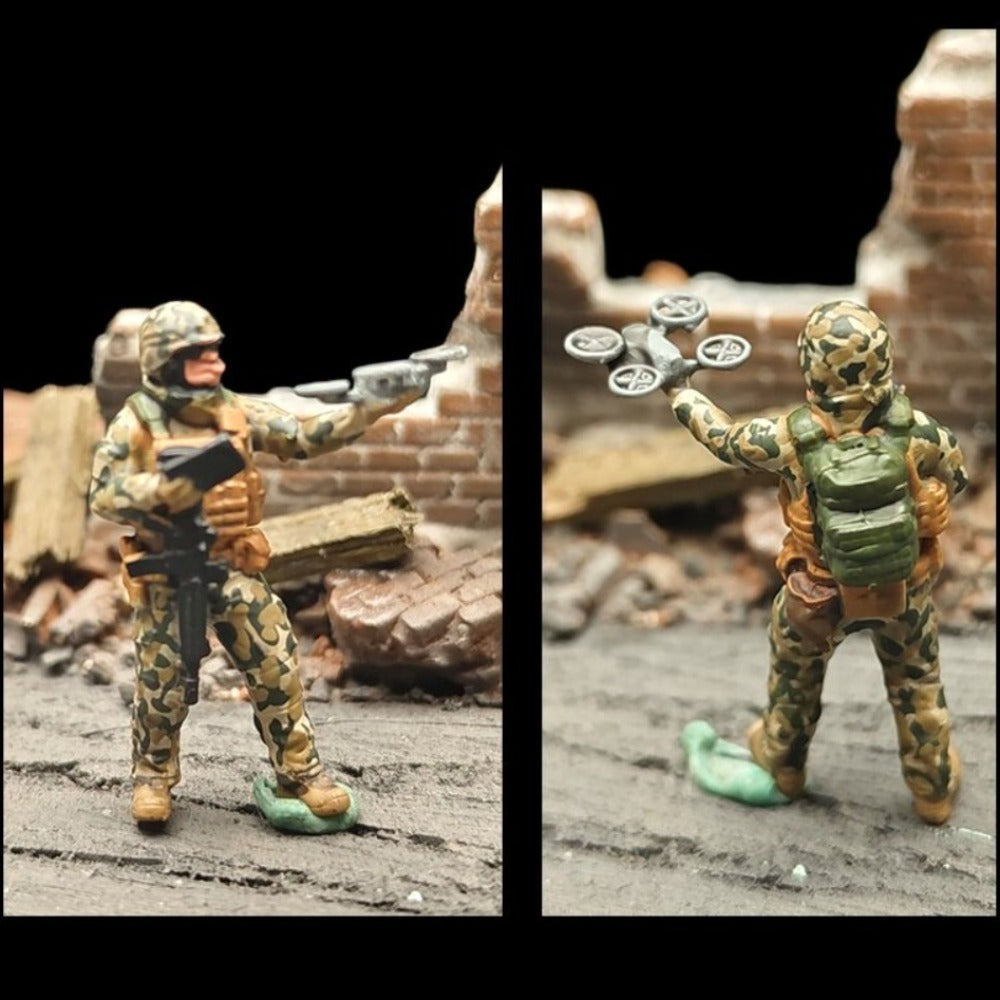 1/72 Scale Drone Squad Soldiers Painted Figures for Model Dioramas