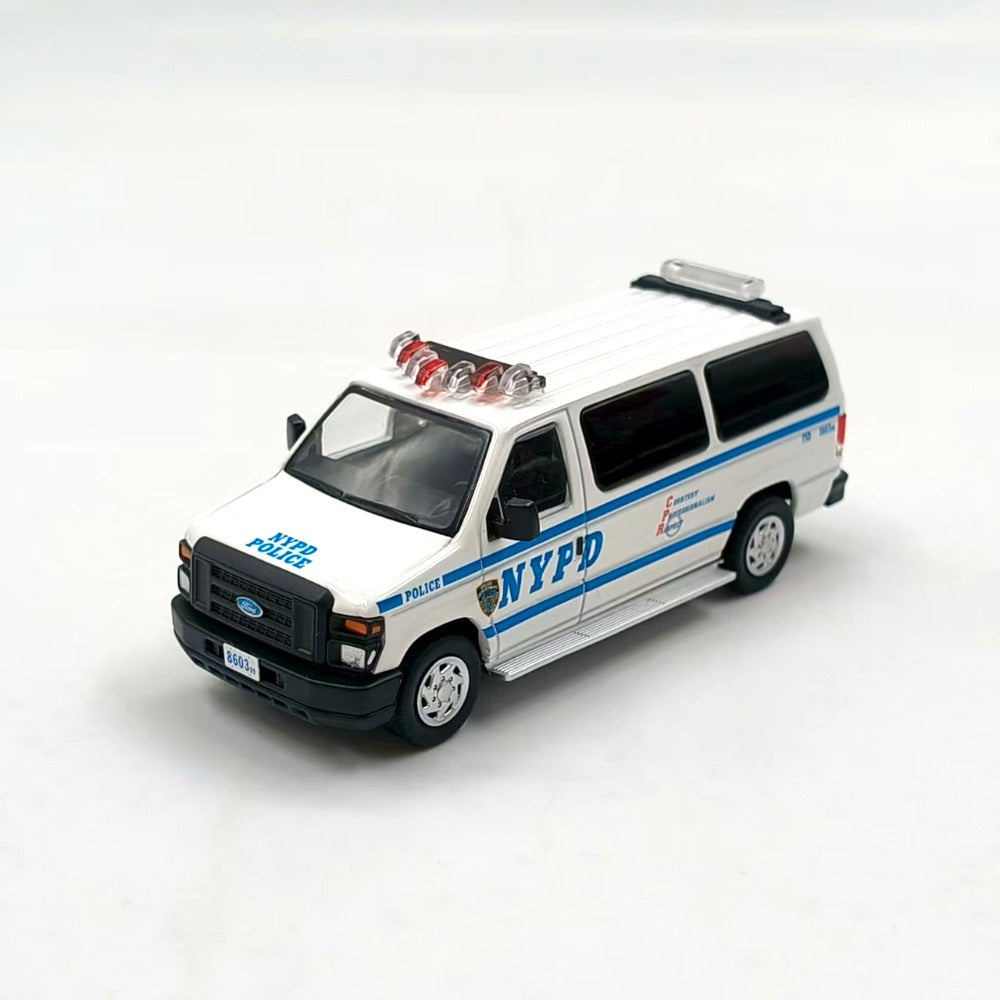 1/64 Scale Ford E-Series Econoline E-350 Van NYPD Diecast Model Car