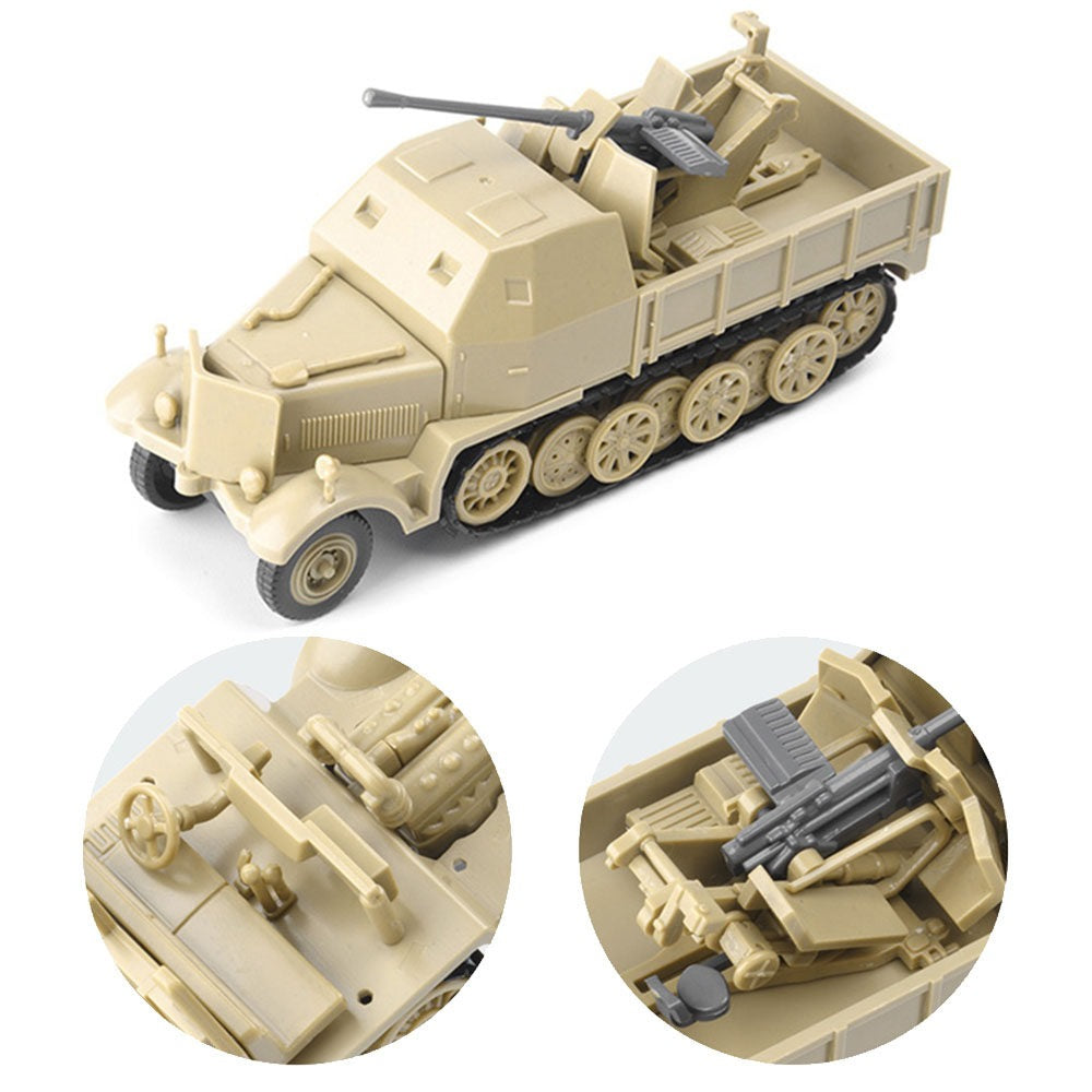 1/72 Scale 3.7 cm Flak 37 WWII German Anti-Aircraft Gun Sd.Kfz. 7/2 Pre-built Plastic Collectible Model