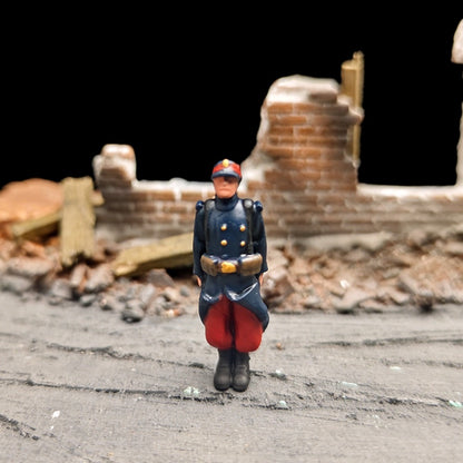 1/72 Scale 1914 WWI French Soldiers Painted Figures for Model Dioramas