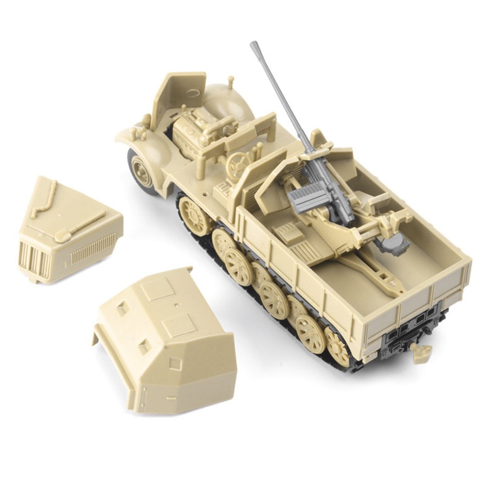 1/72 Scale 3.7 cm Flak 37 WWII German Anti-Aircraft Gun Sd.Kfz. 7/2 Pre-built Plastic Collectible Model