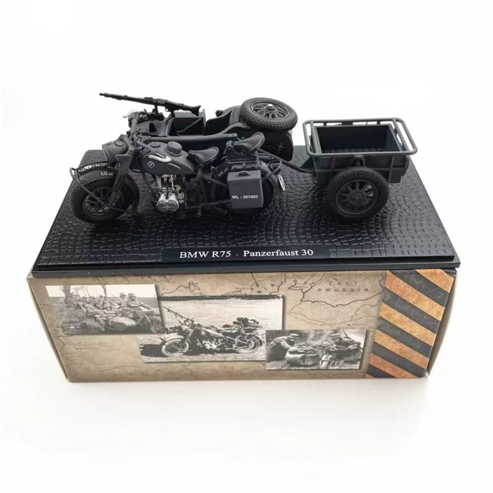 1/24 Scale BMW R75 Motorcycle Panzerfaust 30 WWII Military Vehicle Diecast Model