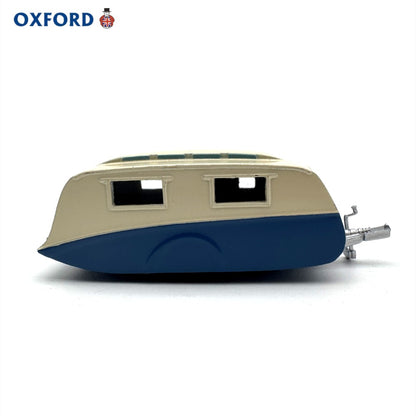 1/76 Scale Cream Blue Caravan Trailer Diecast Model