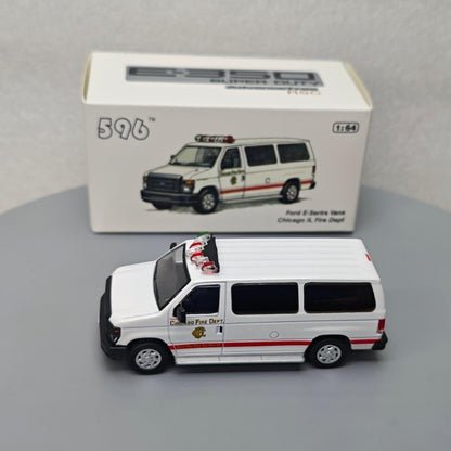 1/64 Scale Ford E-Series Chicago Fire Department Van Diecast Model Car