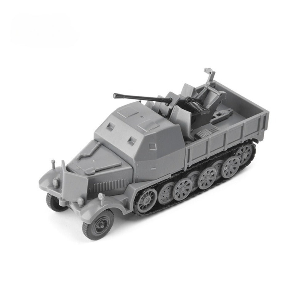 1/72 Scale 3.7 cm Flak 37 WWII German Anti-Aircraft Gun Sd.Kfz. 7/2 Pre-built Plastic Collectible Model