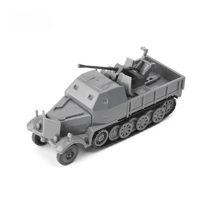 1/72 Scale 3.7 cm Flak 37 WWII German Anti-Aircraft Gun Sd.Kfz. 7/2 Pre-built Plastic Collectible Model