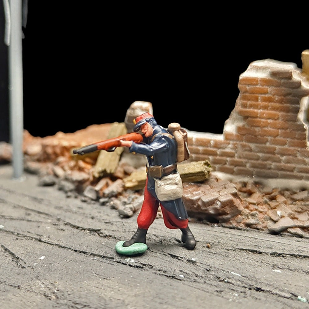 1/72 Scale 1914 WWI French Soldiers Painted Figures for Model Dioramas