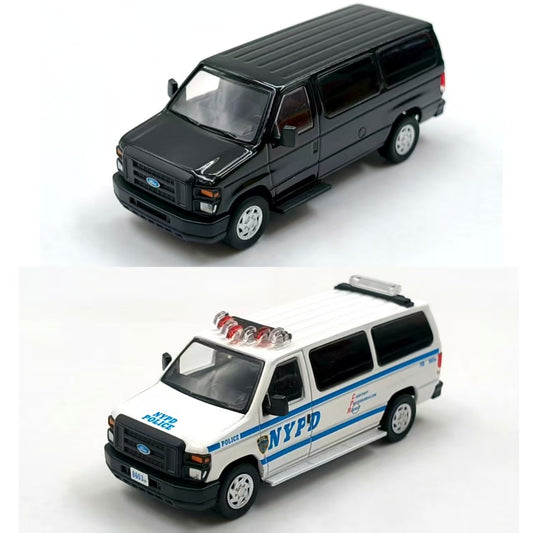 1/64 Scale Ford E-Series Econoline E-350 Van NYPD Diecast Model Car