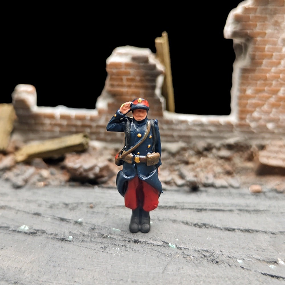 1/72 Scale 1914 WWI French Soldiers Painted Figures for Model Dioramas