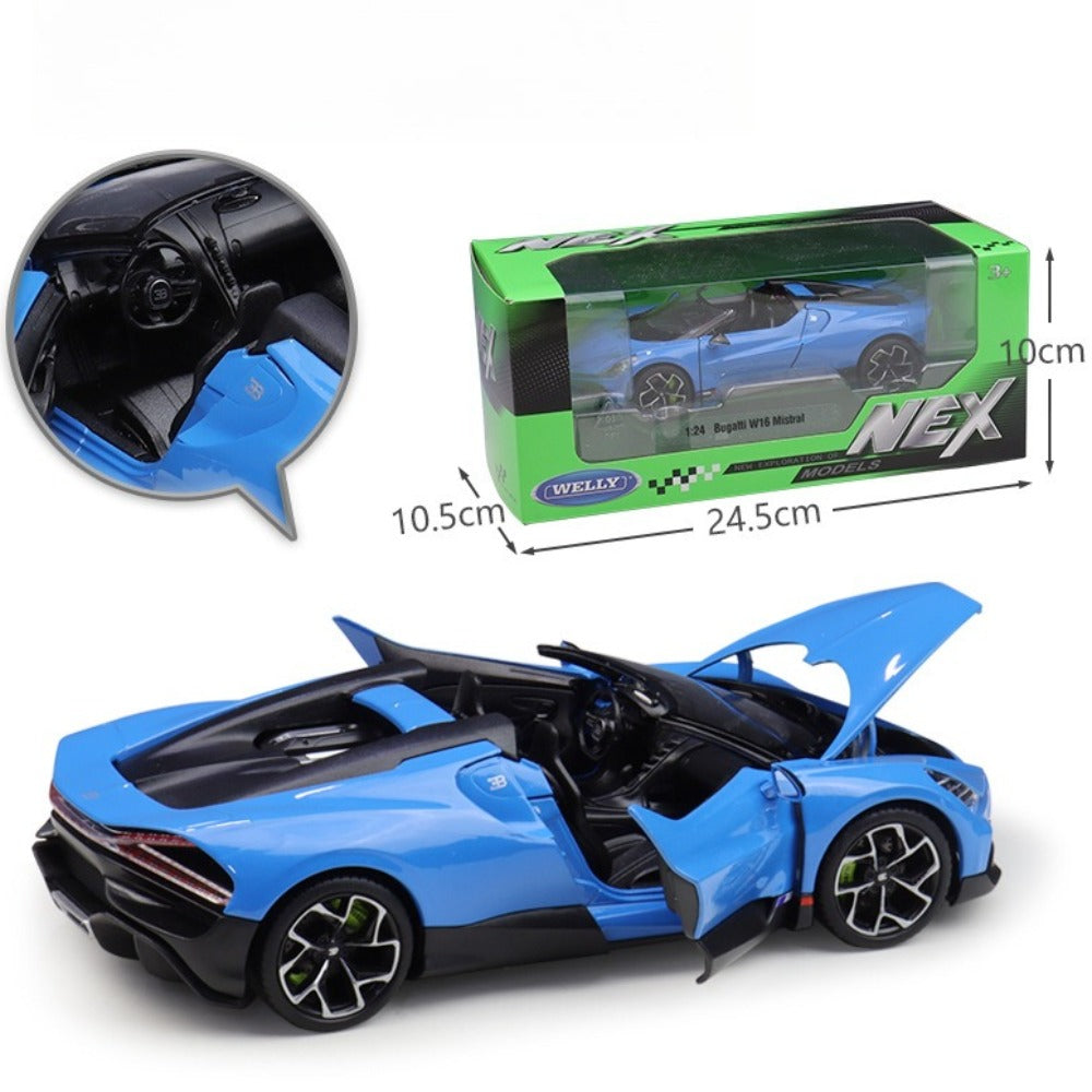 1/24 Scale Bugatti W16 Mistral Sports Car Diecast Model