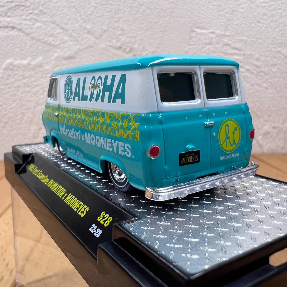1/64 Scale 1965 Ford Econoline Van In4mation x MOONEYES Diecast Model Car