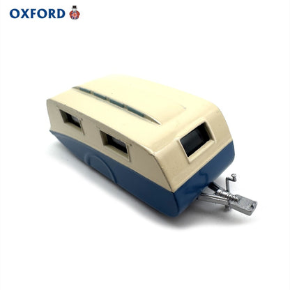1/76 Scale Cream Blue Caravan Trailer Diecast Model