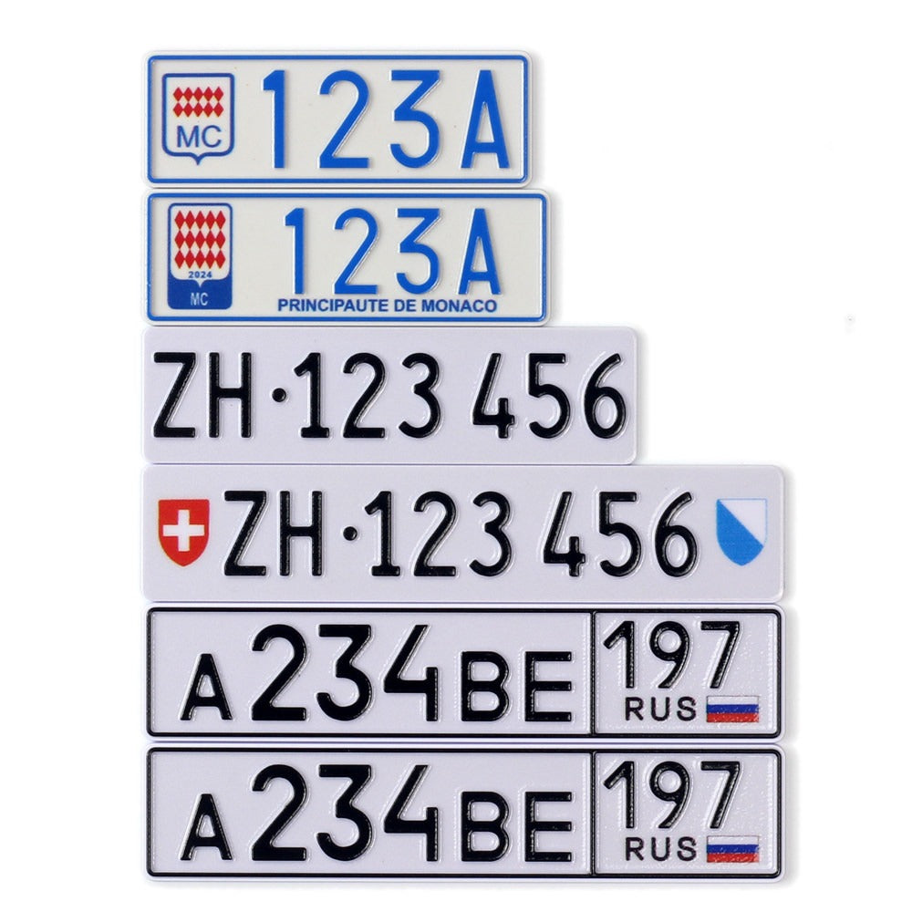 Custom License Plates Sticker for Scale Model Vehicles 1/8 1/10 1/12 1/18 1/24 1/32 1/36 1/43 1/64 1/76 Toy Cars
