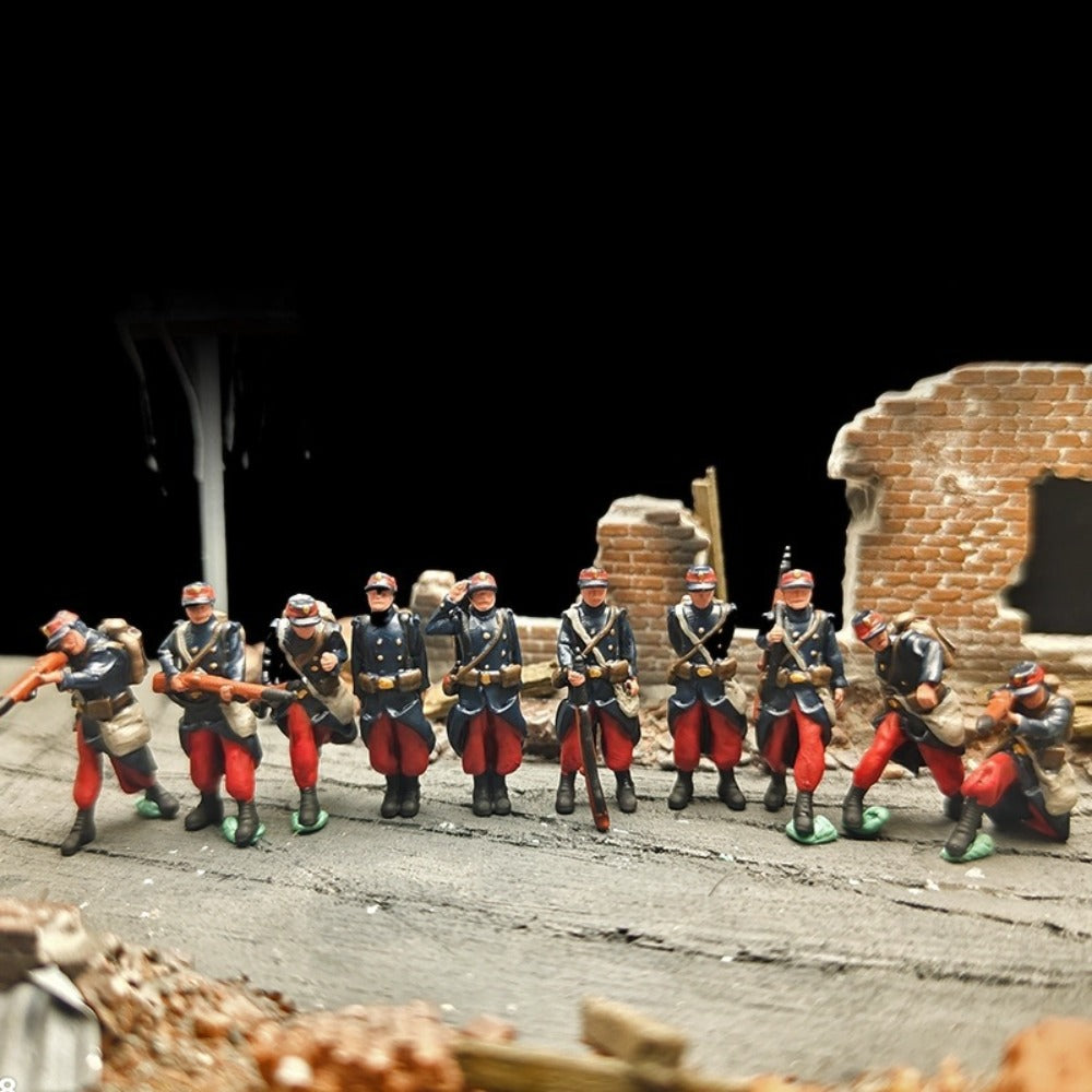 1/72 Scale 1914 WWI French Soldiers Painted Figures for Model Dioramas