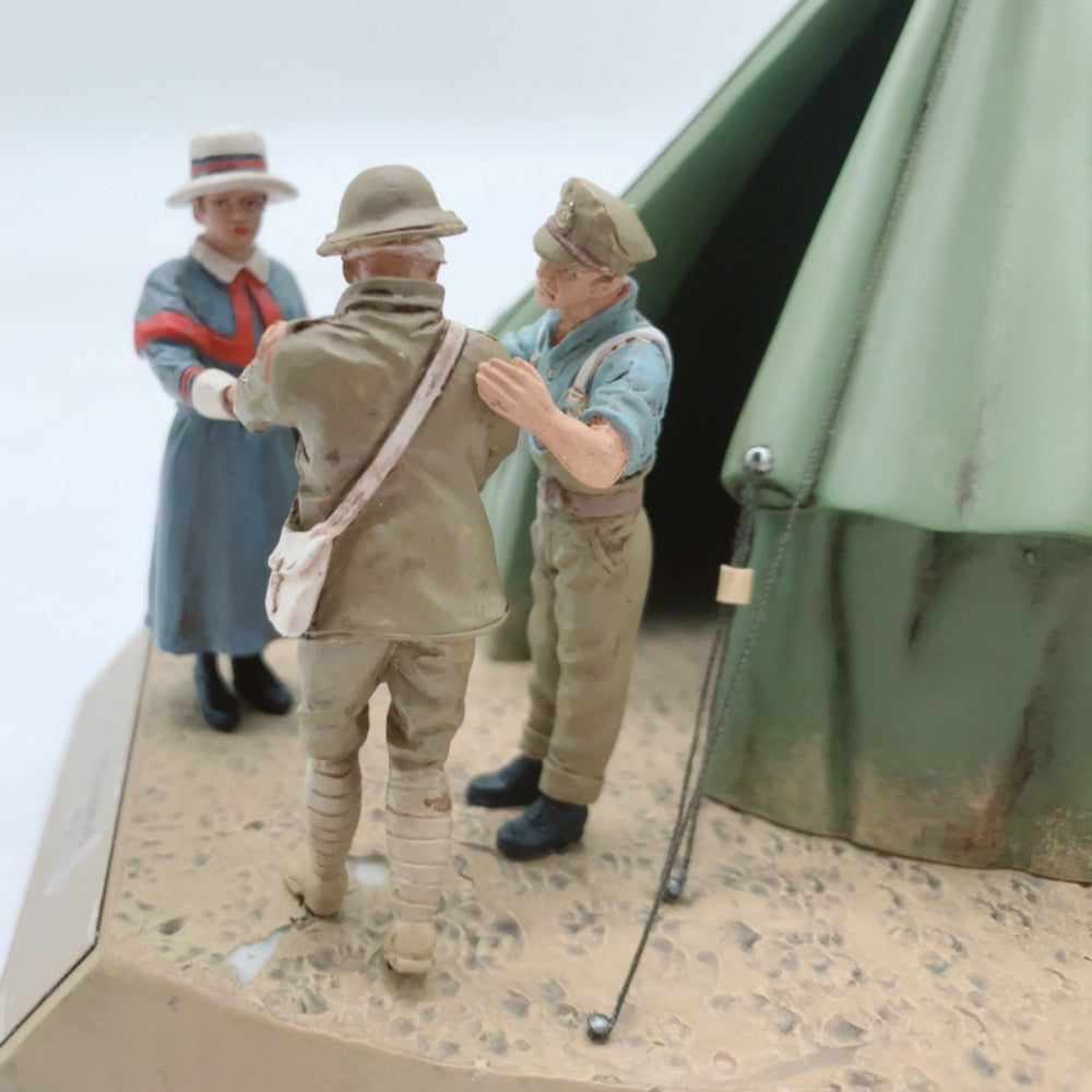 1/32 Scale 1916 Battle of the Somme Red Cross Casualty Tent Miniature Figures Scene Set WWI Diecast Model