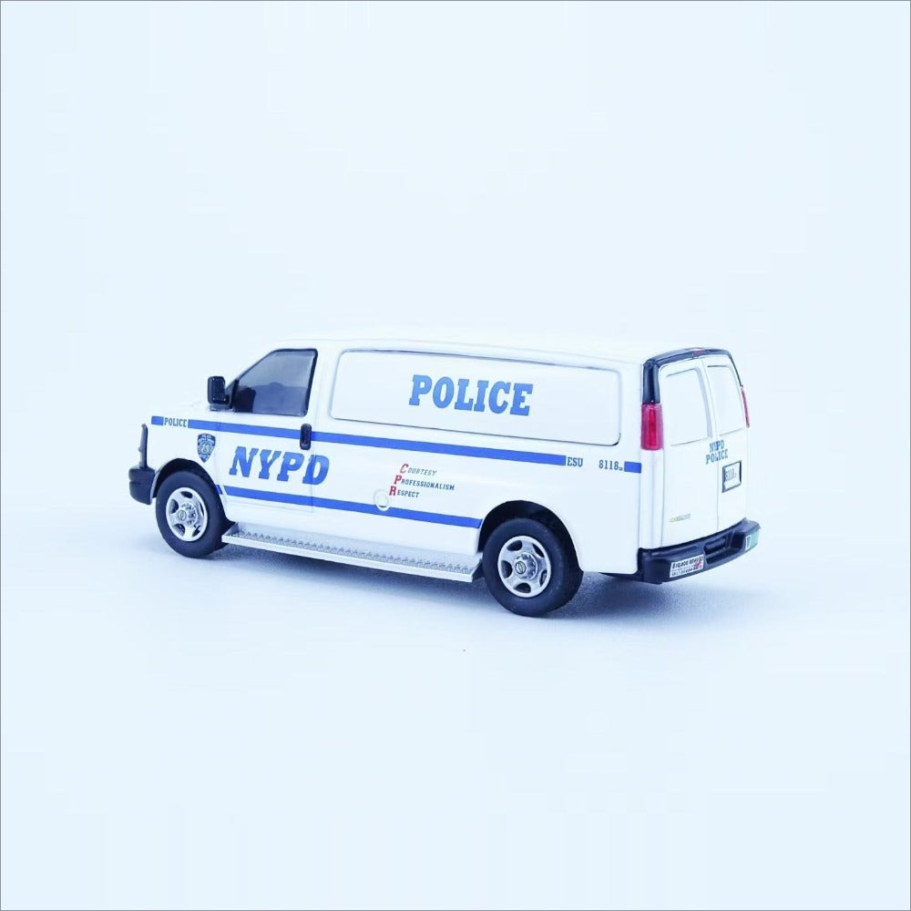 1/64 Scale Chevrolet Express NYPD Police Van Diecast Model Car