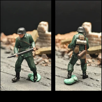 1/72 Scale WWII German Artillery Soldiers Painted Figures for Model Dioramas