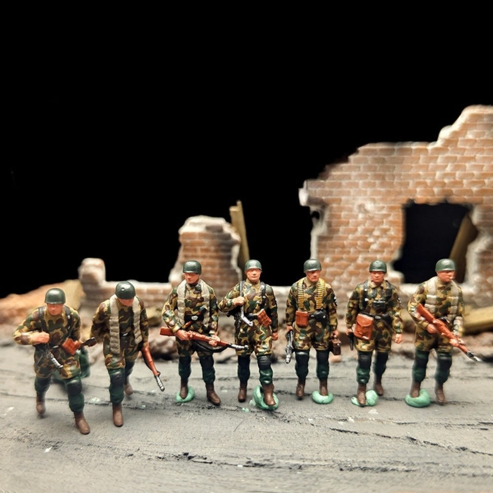 1/72 Scale WWII Fallschirmjäger Paratroopers Soldiers Painted Figures for Model Dioramas